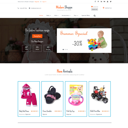 儿童服装玩具购物商城整站网站模板